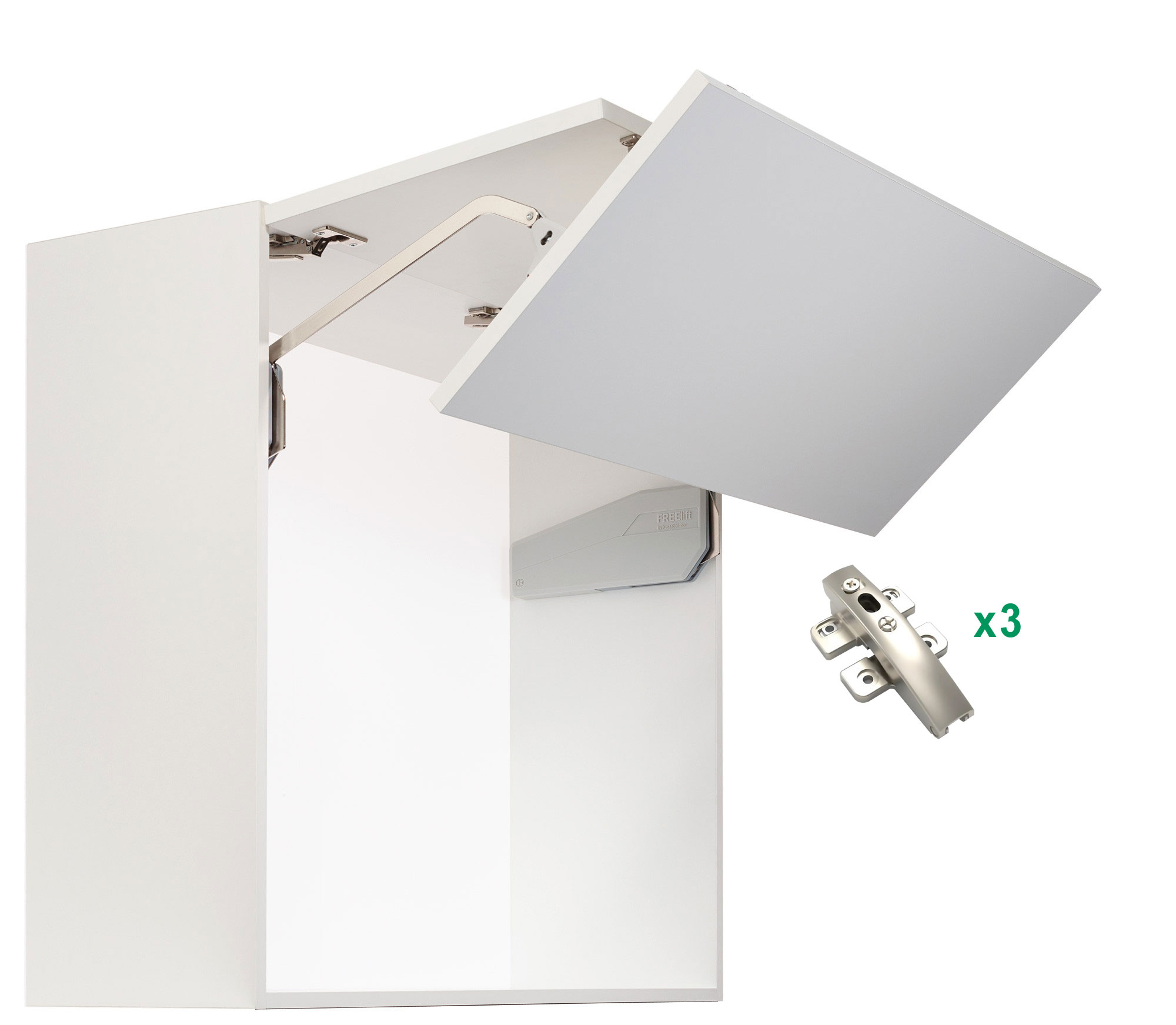 Комплект: Подъемник ФриФолд Шорт K6fs H960 - 1010 мм 8,4-16,6 кг без крышек, фасад 900 Kessebohmer | официальный магазин