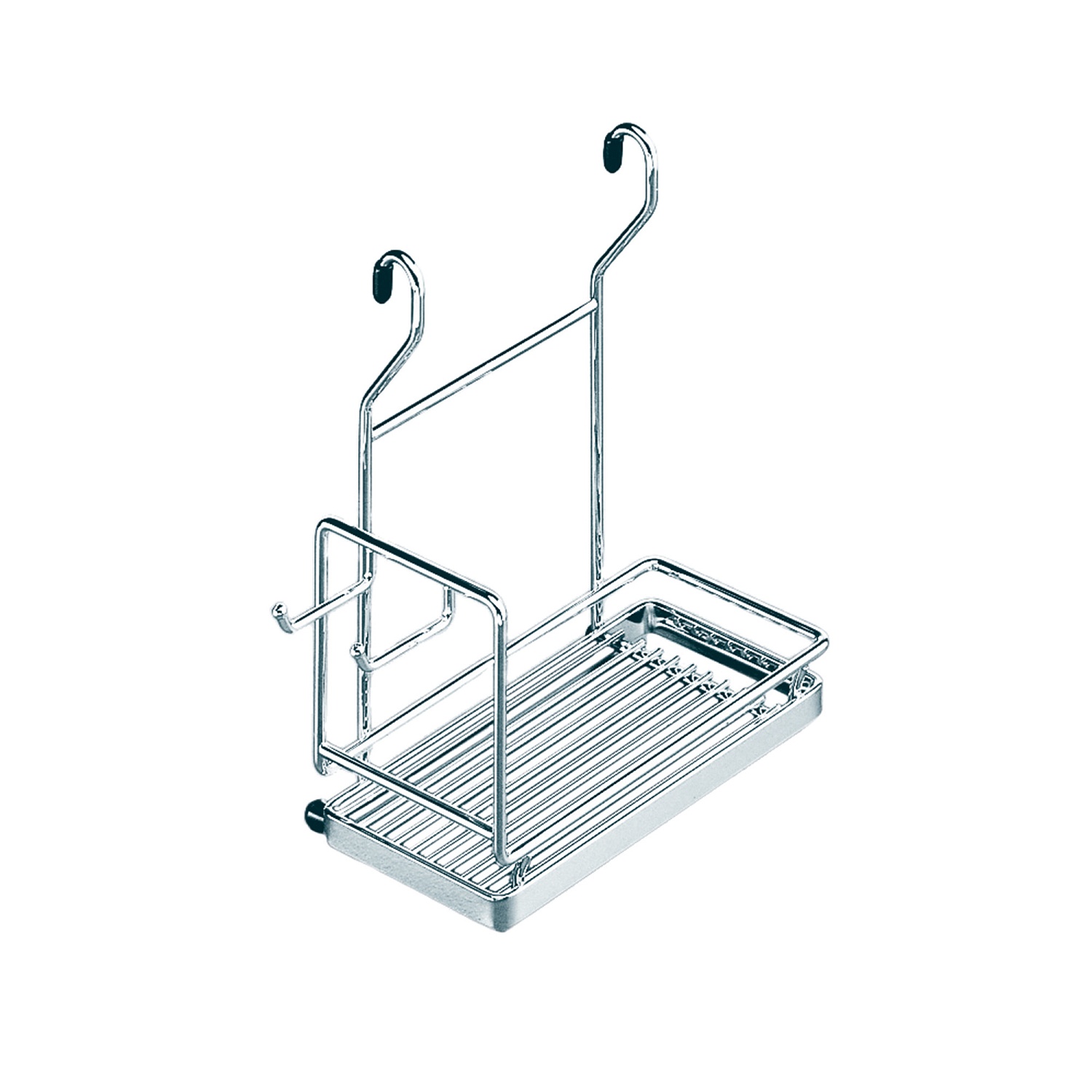 Полка Линеро Классик универсальная с 2 крючкам цвет ХРОМ глянцевый Kessebohmer | официальный магазин