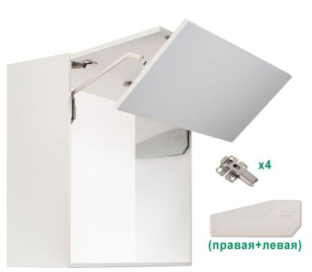 Комплект: Подъемник ФриФолд Шорт E1fs H580 - 650 мм 2,1 - 3,9 кг, белые крышки, фасад 1200